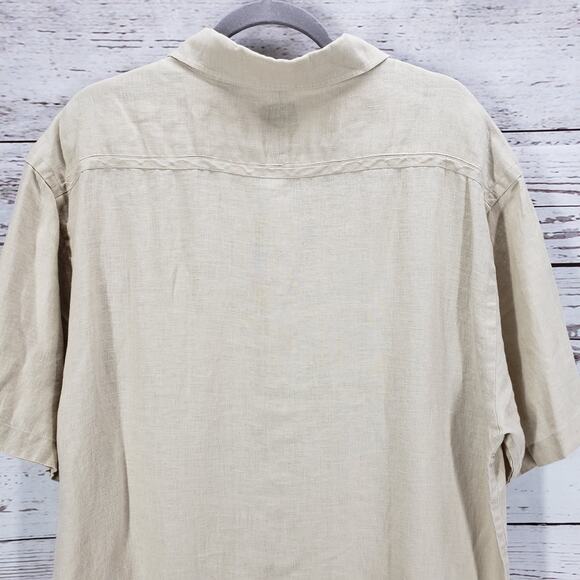 Neiman Marcus Men's Beige 100%Linen Button Down Short Sleeve Shirt Size XXL - Picture 12 of 13
